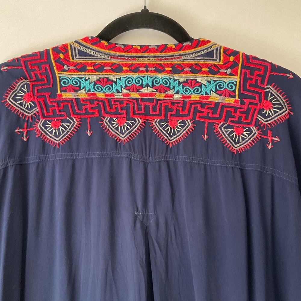 Johnny Was Biya Sucia Challis Blouse Embroidered Long Sleeve Tunic Large - Picture 7 of 15